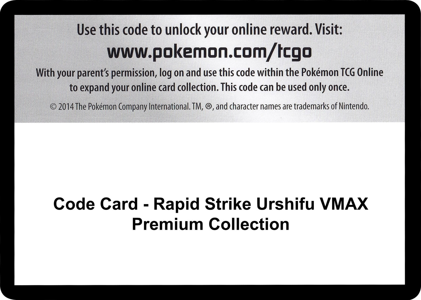 Image for Code Card - Rapid Strike Urshifu VMAX Premium Collection - Pokemon