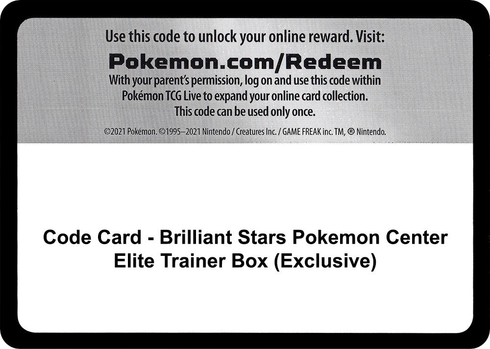 Image for Code Card - Brilliant Stars Pokemon Center Elite Trainer Box (Exclusive) - Pokemon