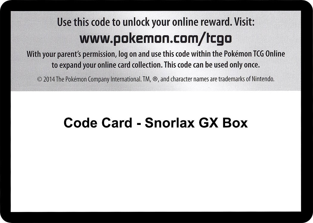 Image for Code Card - Snorlax GX Box - Pokemon