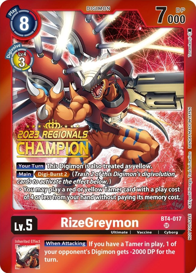 Image for RizeGreymon (2023 Regionals Champion) - Digimon Card Game