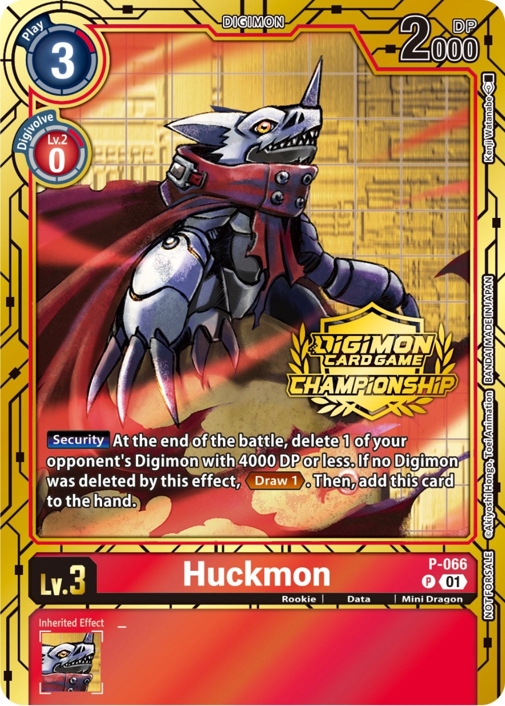 Image for Huckmon - P-066 (Championship 2023 Gold Card Set) - Digimon Card Game