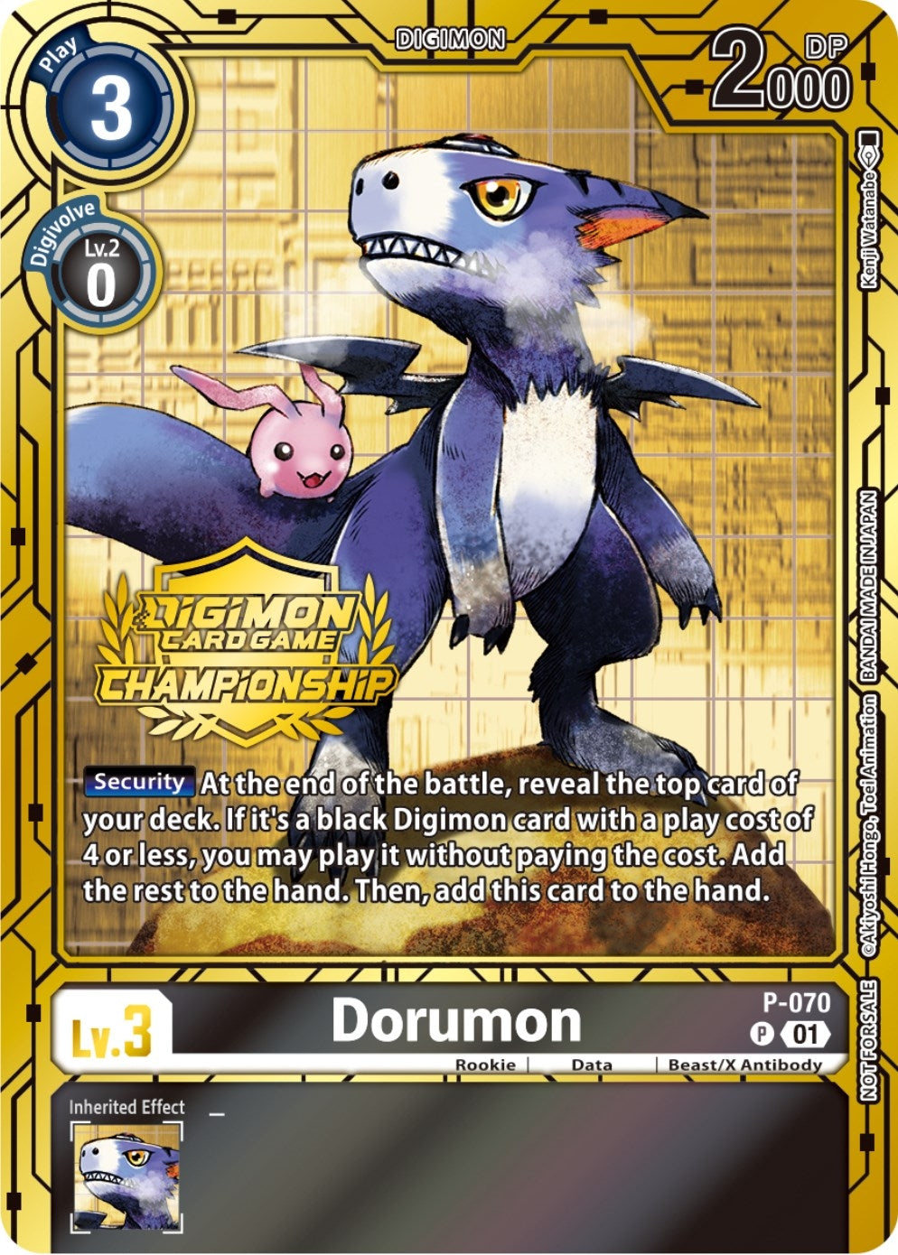 Image for Dorumon - P-070 (Championship 2023 Gold Card Set) - Digimon Card Game