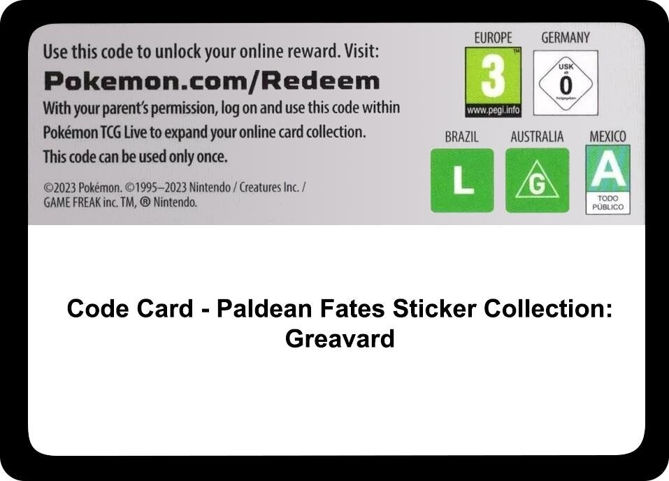 Image for Code Card - Paldean Fates Sticker Collection: Greavard - Pokemon