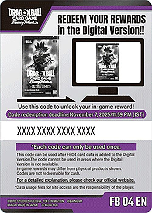 Image for Code Card - Ultra Limit Booster (FB04) - Dragon Ball Super: Fusion World