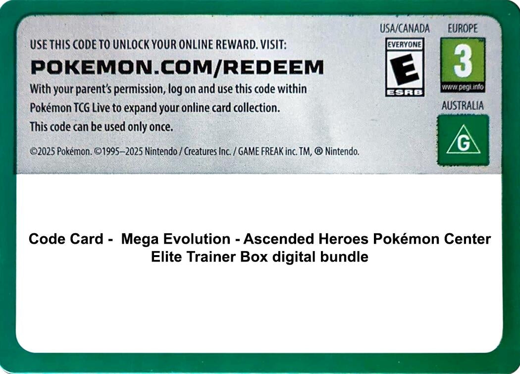 Image for Code Card - Ascended Heroes Pokemon Center Elite Trainer Box digital bundle - Pokemon