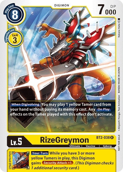 Image for RizeGreymon - BT2-038 (Official Tournament Pack Vol.2) - Digimon Card Game
