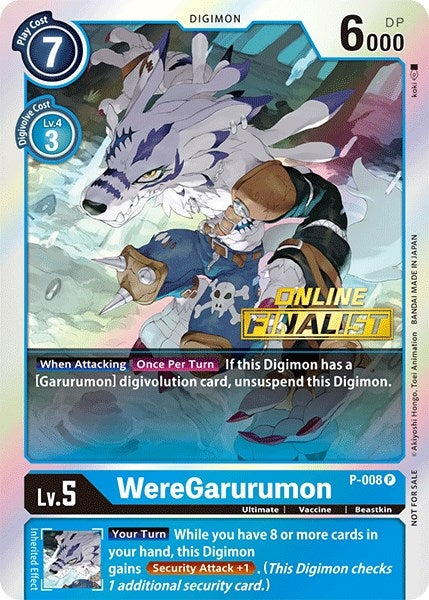 Image for WereGarurumon - P-008 (2021 Championship Online Regional) [Online Finalist] - Digimon Card Game