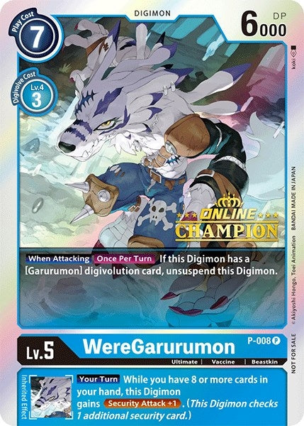 Image for WereGarurumon - P-008 (2021 Championship Online Regional) [Online Champion] - Digimon Card Game