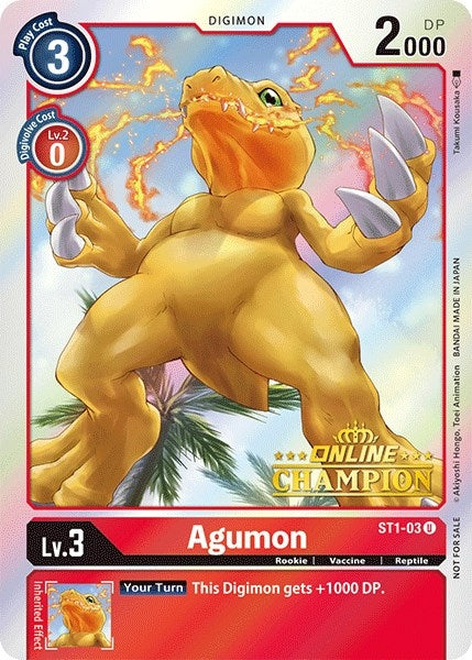 Image for Agumon - ST1-03 (2021 Championship Online Regional) [Online Champion] - Digimon Card Game