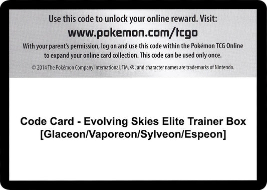 Image for Code Card - Evolving Skies Elite Trainer Box [Glaceon/Vaporeon/Sylveon/Espeon] - Pokemon