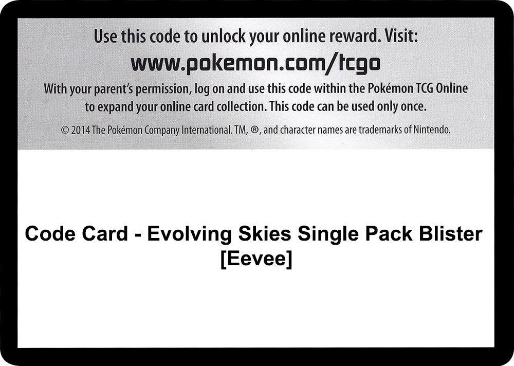 Image for Code Card - Evolving Skies Single Pack Blister [Eevee] - Pokemon