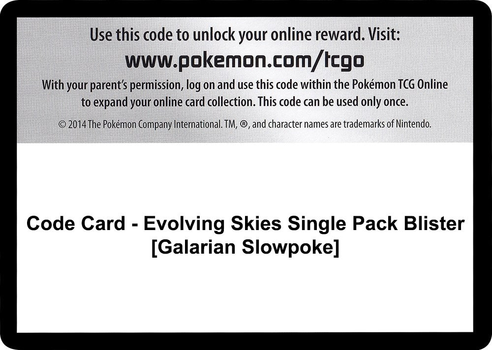 Image for Code Card - Evolving Skies Single Pack Blister [Galarian Slowpoke] - Pokemon