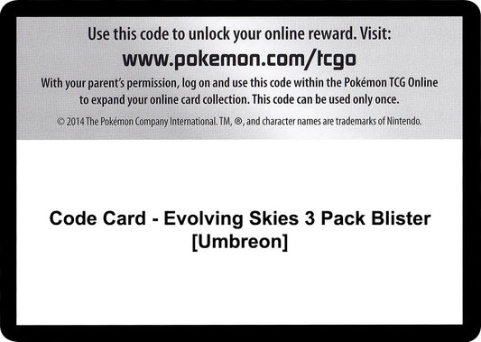Image for Code Card - Evolving Skies 3 Pack Blister [Umbreon] - Pokemon