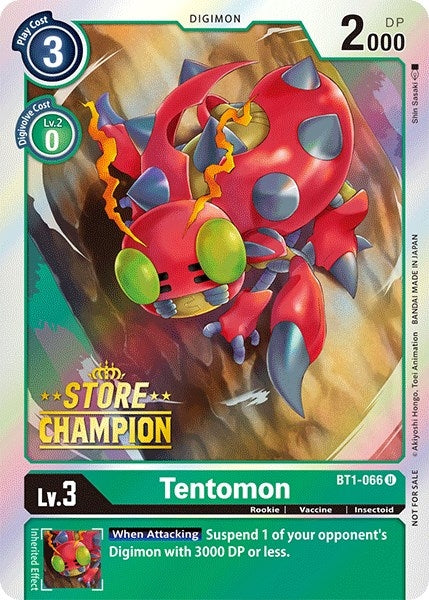 Image for Tentomon - BT1-066 (Store Champion) - Digimon Card Game