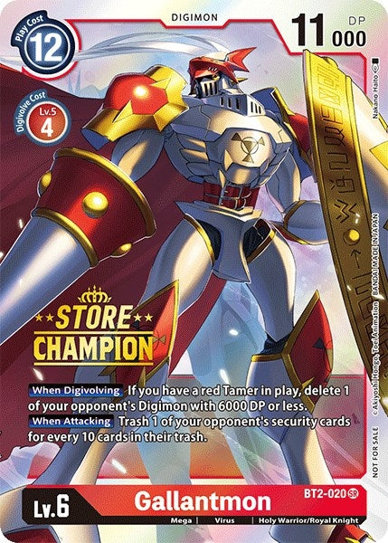Image for Gallantmon - BT2-020 (Store Champion) - Digimon Card Game