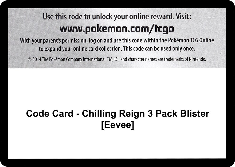 Image for Code Card - Chilling Reign 3 Pack Blister [Eevee] - Pokemon