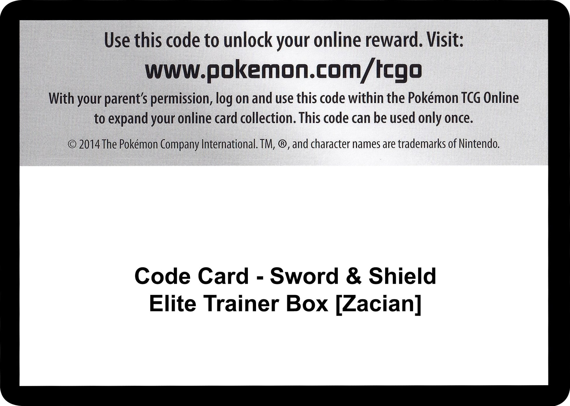 Image for Code Card - Sword & Shield Elite Trainer Box [Zacian] - Pokemon