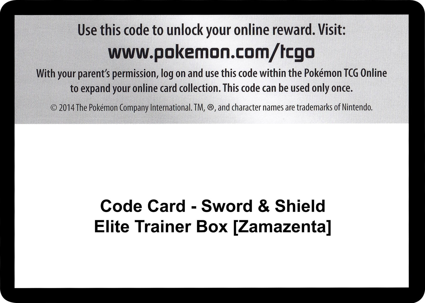 Image for Code Card - Sword & Shield Elite Trainer Box [Zamazenta] - Pokemon