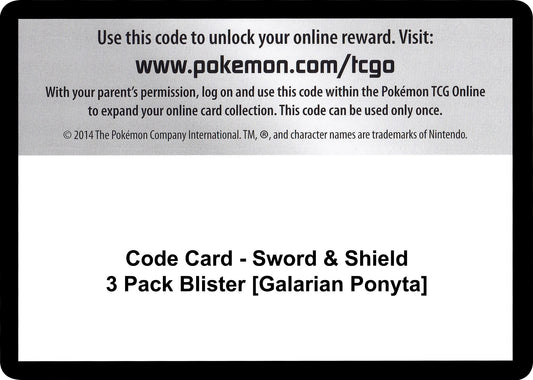 Image for Code Card - Sword & Shield 3 Pack Blister [Galarian Ponyta] - Pokemon