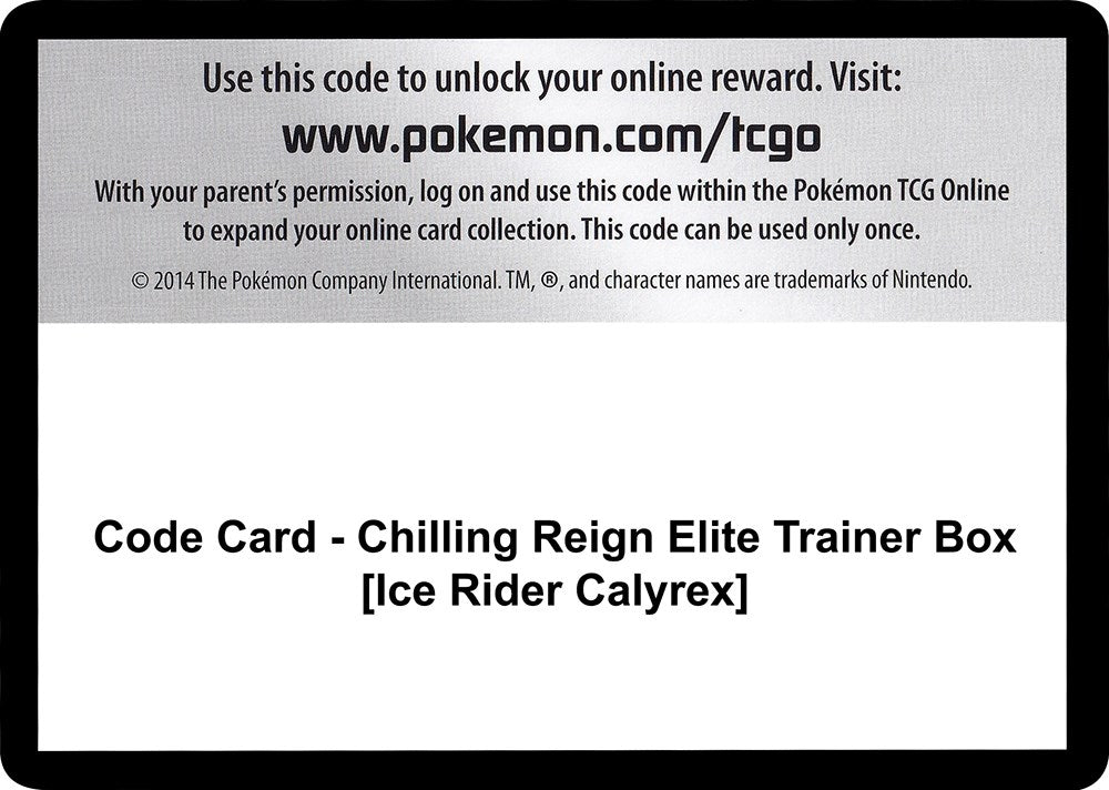 Image for Code Card - Chilling Reign Elite Trainer Box [Ice Rider Calyrex] - Pokemon