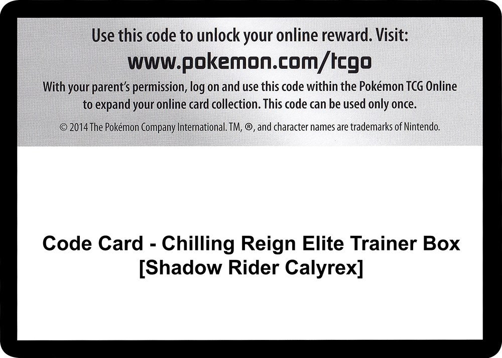 Image for Code Card - Chilling Reign Elite Trainer Box [Shadow Rider Calyrex] - Pokemon