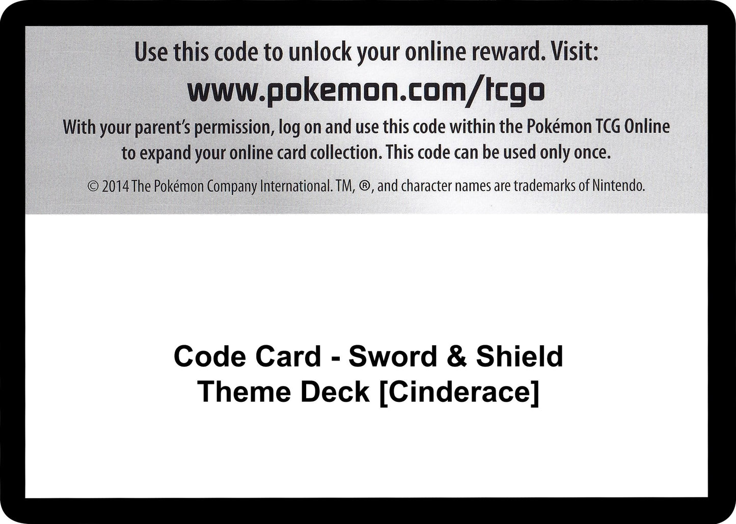 Image for Code Card - Sword & Shield Theme Deck [Cinderace] - Pokemon