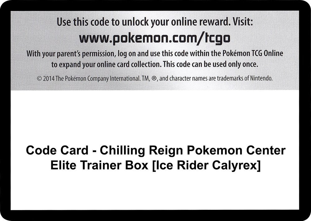 Image for Code Card - Chilling Reign Pokemon Center Elite Trainer Box [Ice Rider Calyrex] - Pokemon