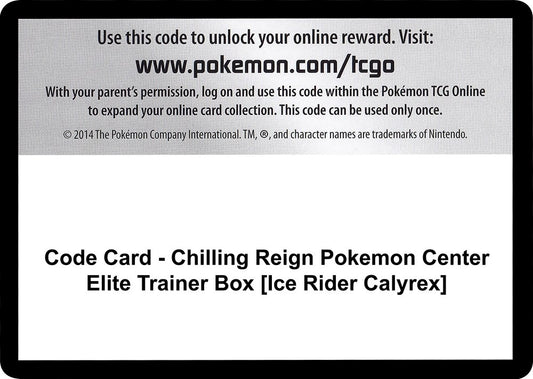Image for Code Card - Chilling Reign Pokemon Center Elite Trainer Box [Ice Rider Calyrex] - Pokemon
