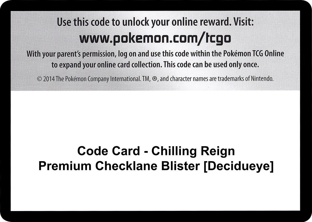 Image for Code Card - Chilling Reign Premium Checklane Blister [Decidueye] - Pokemon