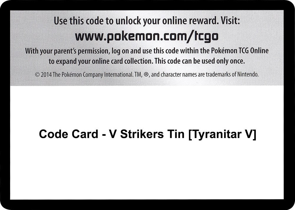 Image for Code Card - V Strikers Tin [Tyranitar V] - Pokemon