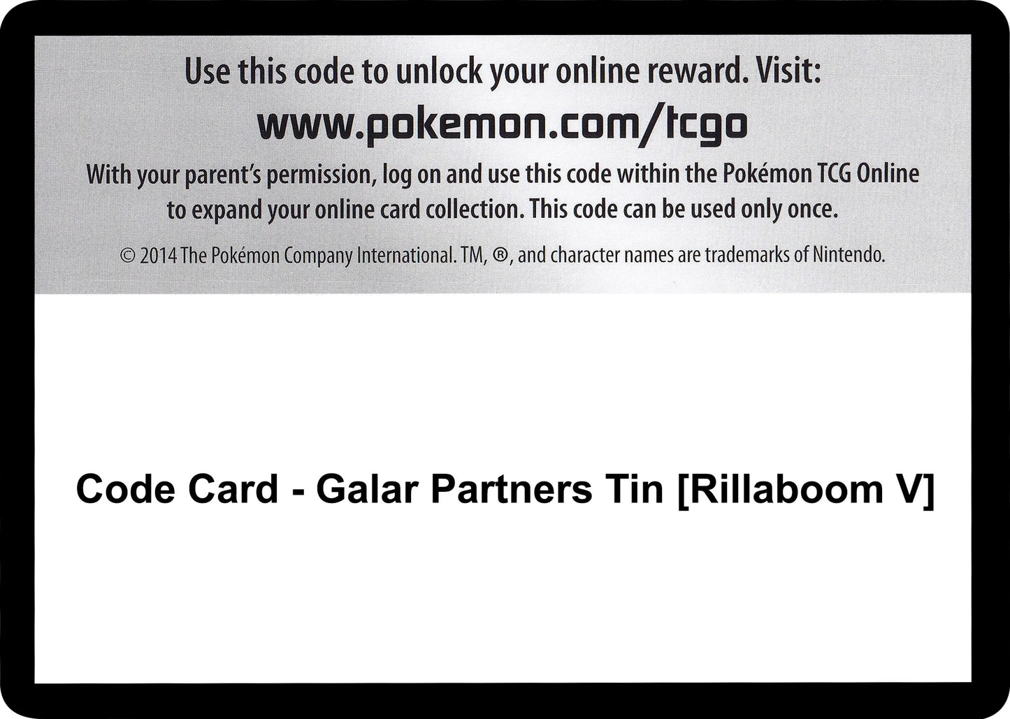 Image for Code Card - Galar Partners Tin [Rillaboom V] - Pokemon