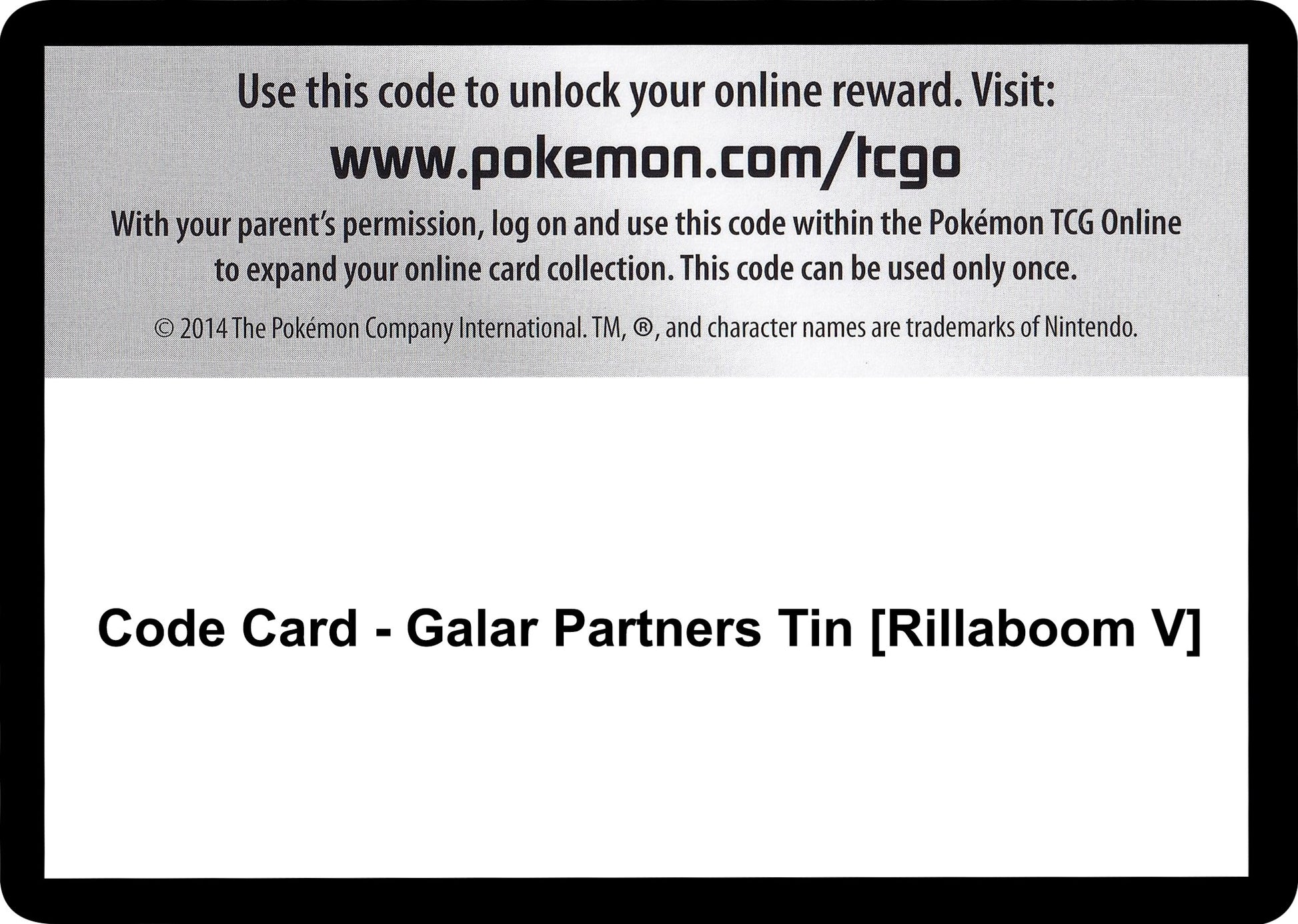 Image for Code Card - Galar Partners Tin [Rillaboom V] - Pokemon