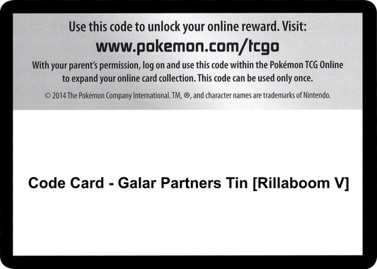 Image for Code Card - Galar Partners Tin [Rillaboom V] - Pokemon