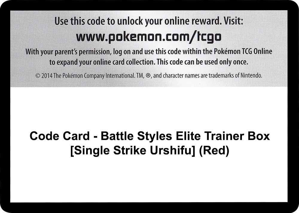 Image for Code Card - Battle Styles Elite Trainer Box [Single Strike Urshifu] (Red) - Pokemon