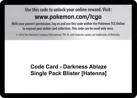 Image for Code Card - Darkness Ablaze Single Pack Blister [Hatenna] - Pokemon