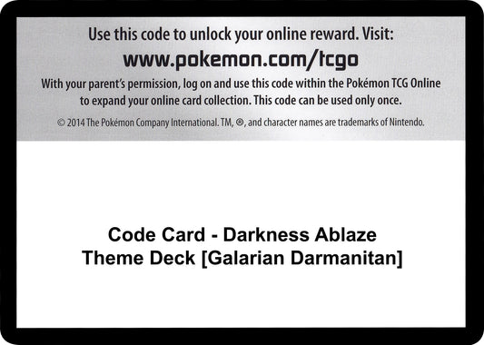 Image for Code Card - Darkness Ablaze Theme Deck [Galarian Darmanitan] - Pokemon