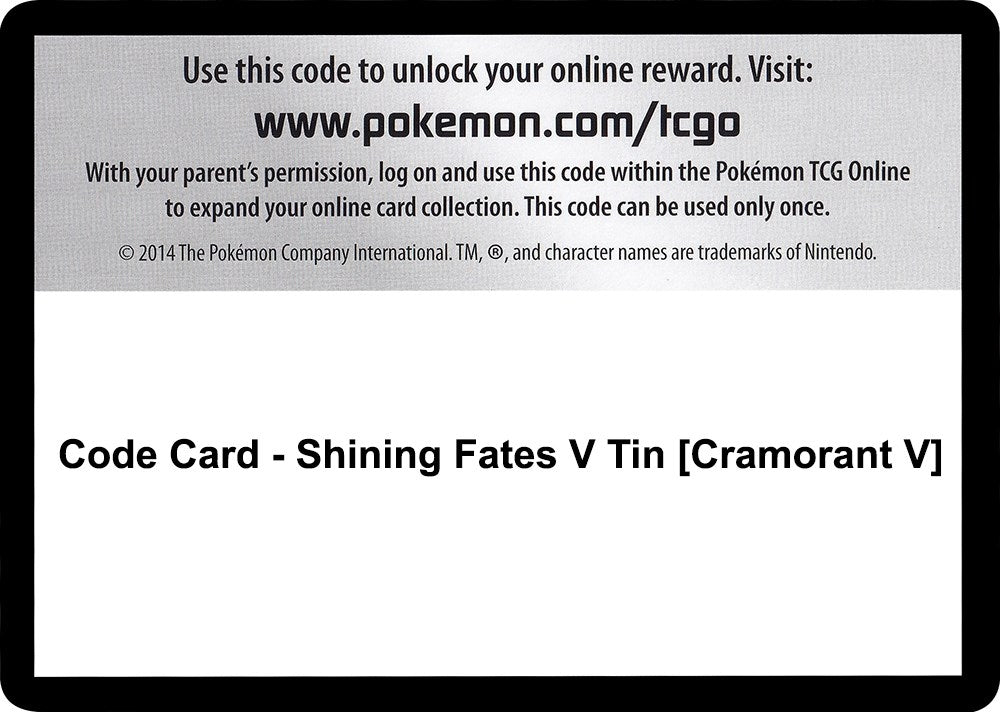 Image for Code Card - Shining Fates V Tin [Cramorant V] - Pokemon