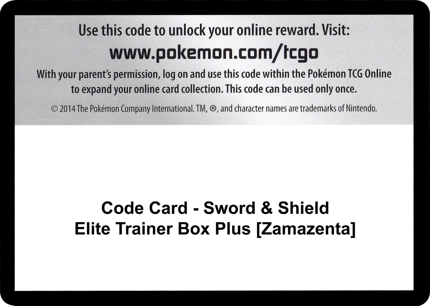 Image for Code Card - Sword & Shield Elite Trainer Box Plus [Zamazenta] - Pokemon