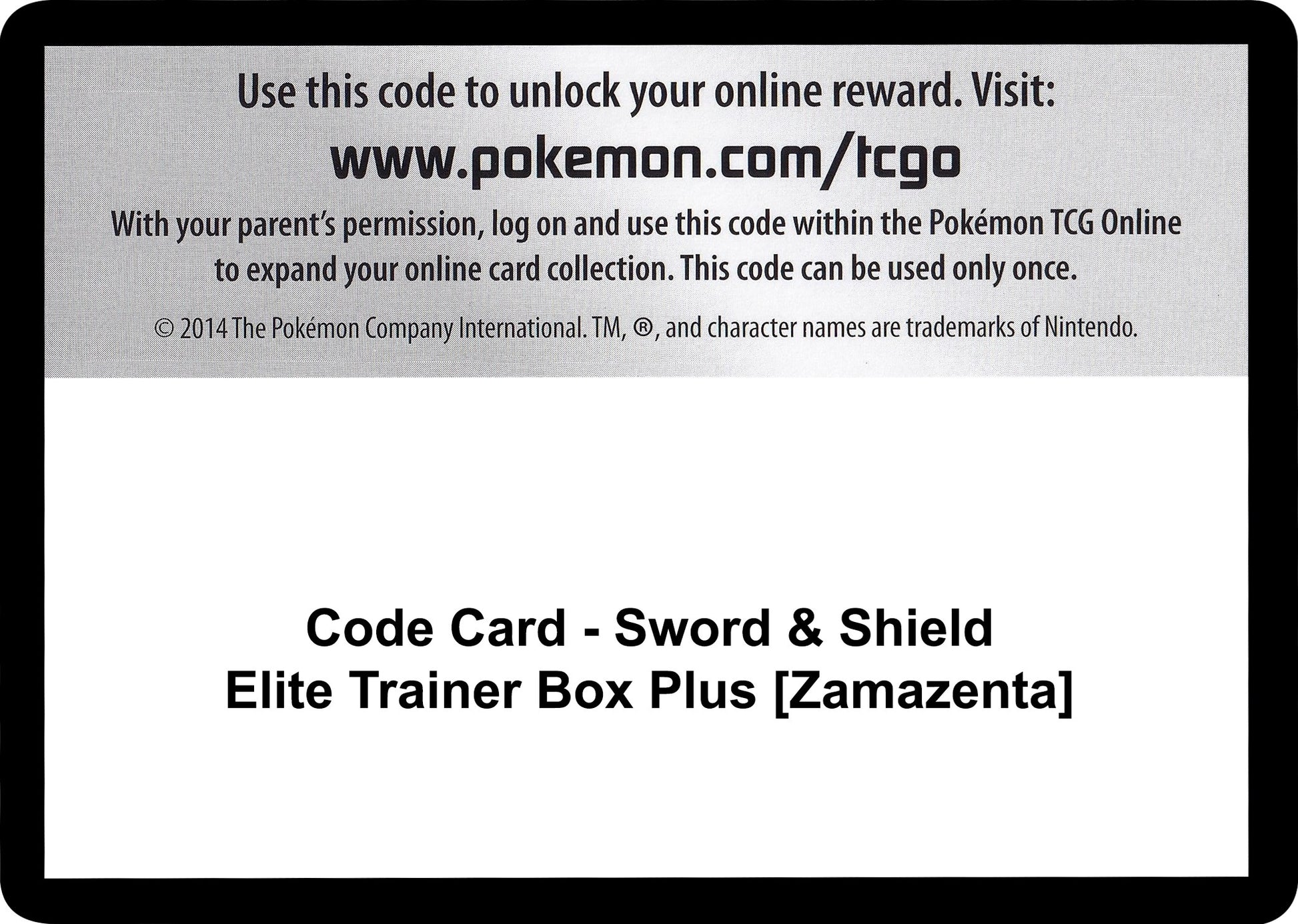 Image for Code Card - Sword & Shield Elite Trainer Box Plus [Zamazenta] - Pokemon