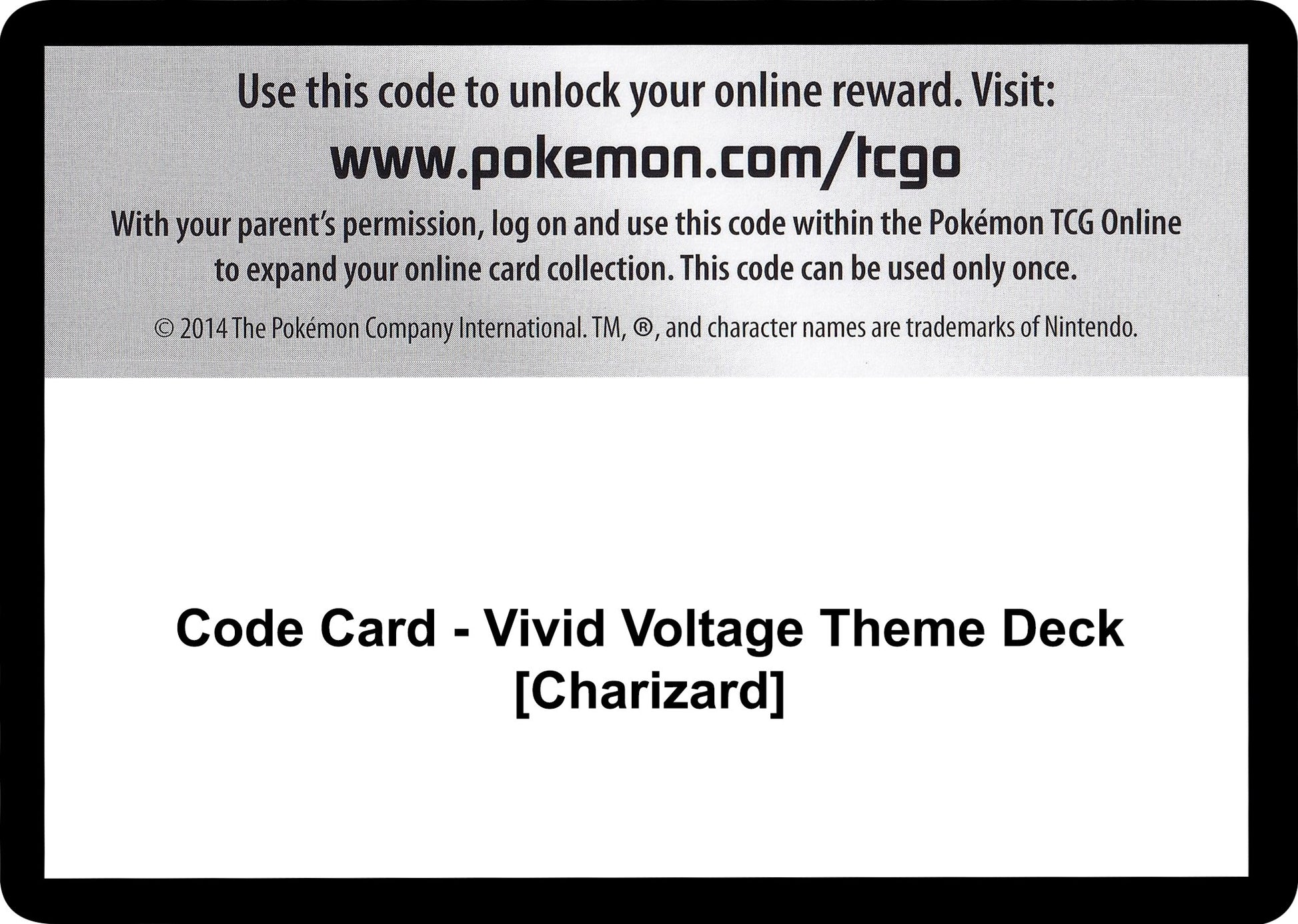 Image for Code Card - Vivid Voltage Theme Deck [Charizard] - Pokemon