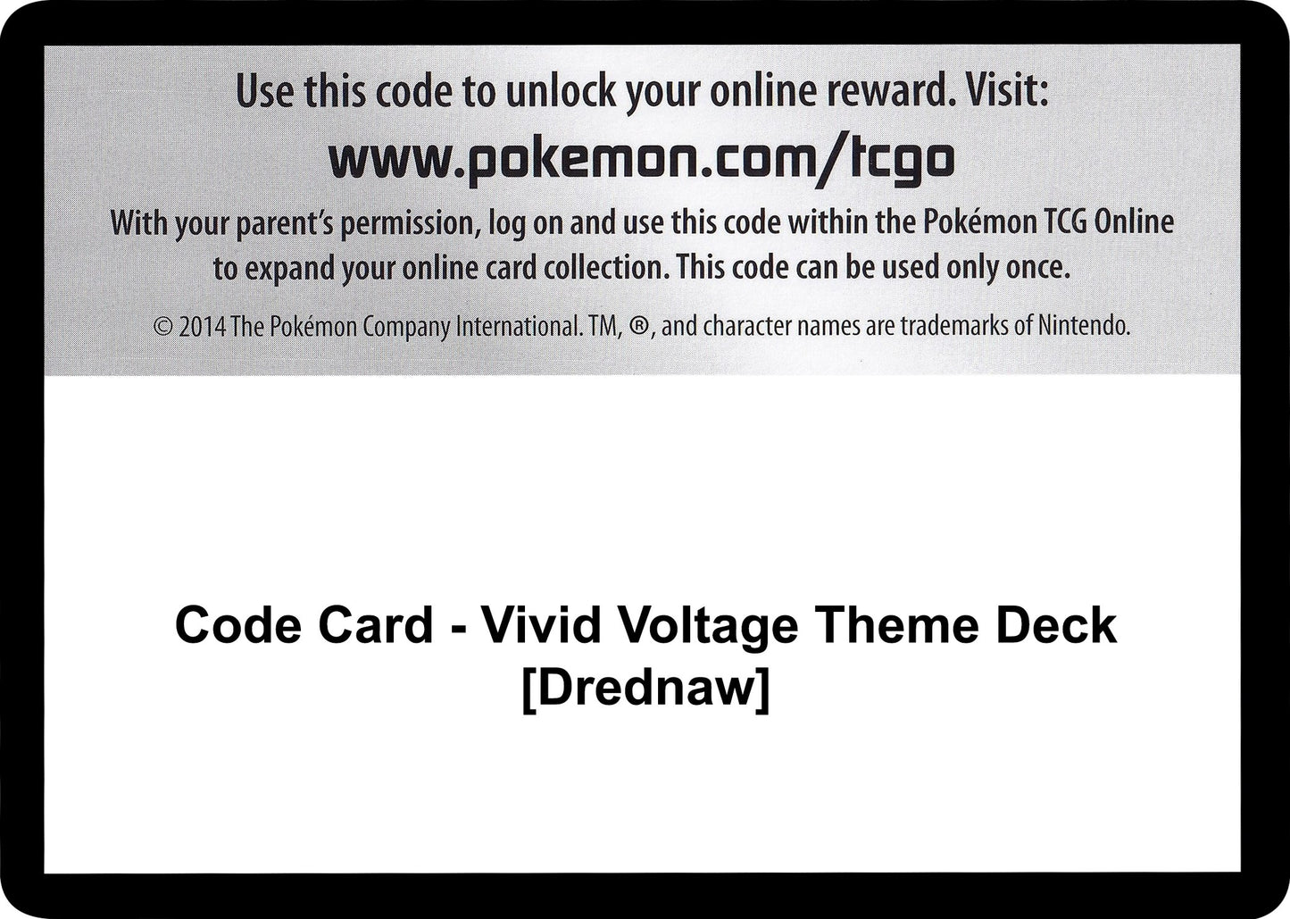 Image for Code Card - Vivid Voltage Theme Deck [Drednaw] - Pokemon