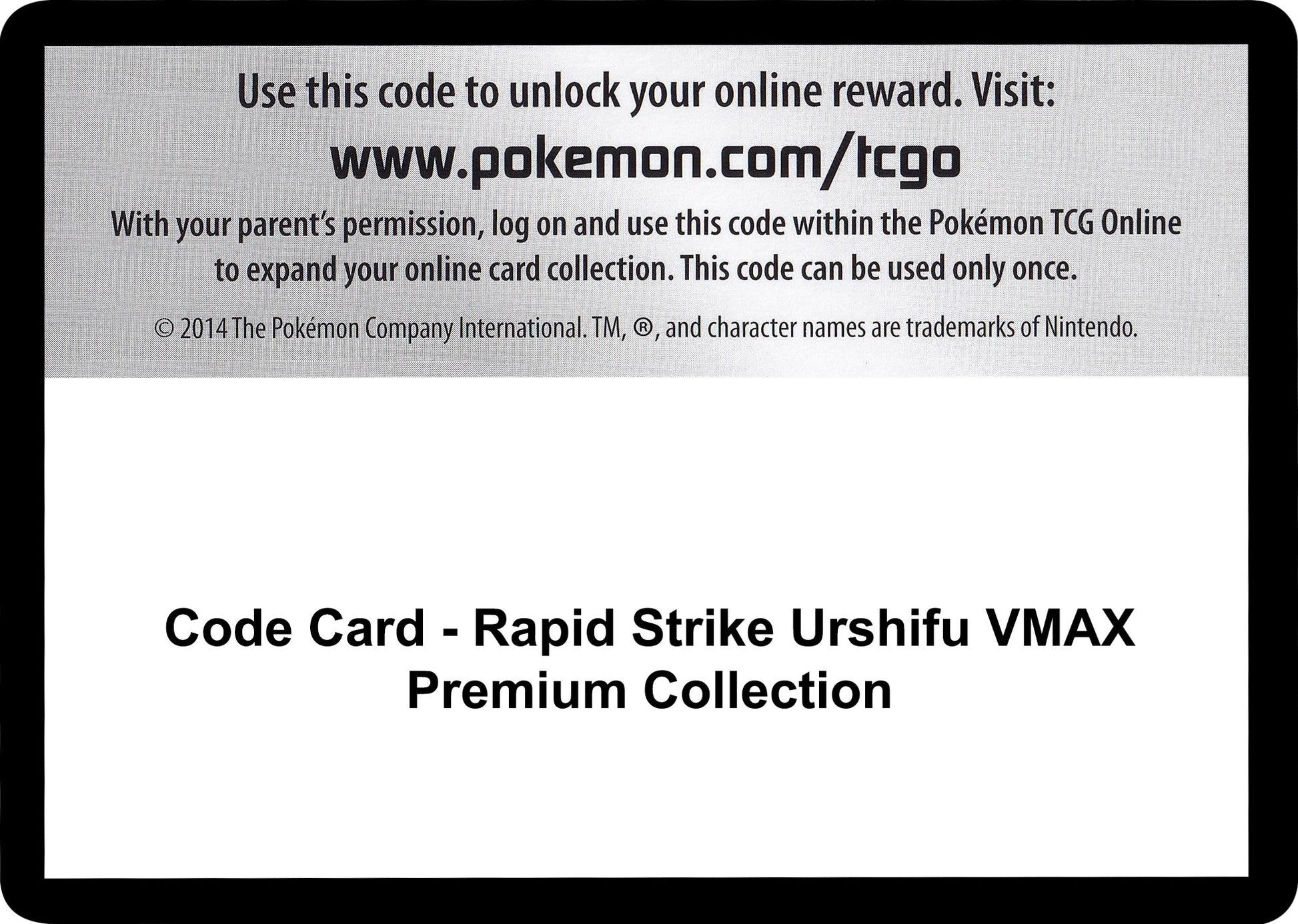 Image for Code Card - Rapid Strike Urshifu VMAX Premium Collection - Pokemon
