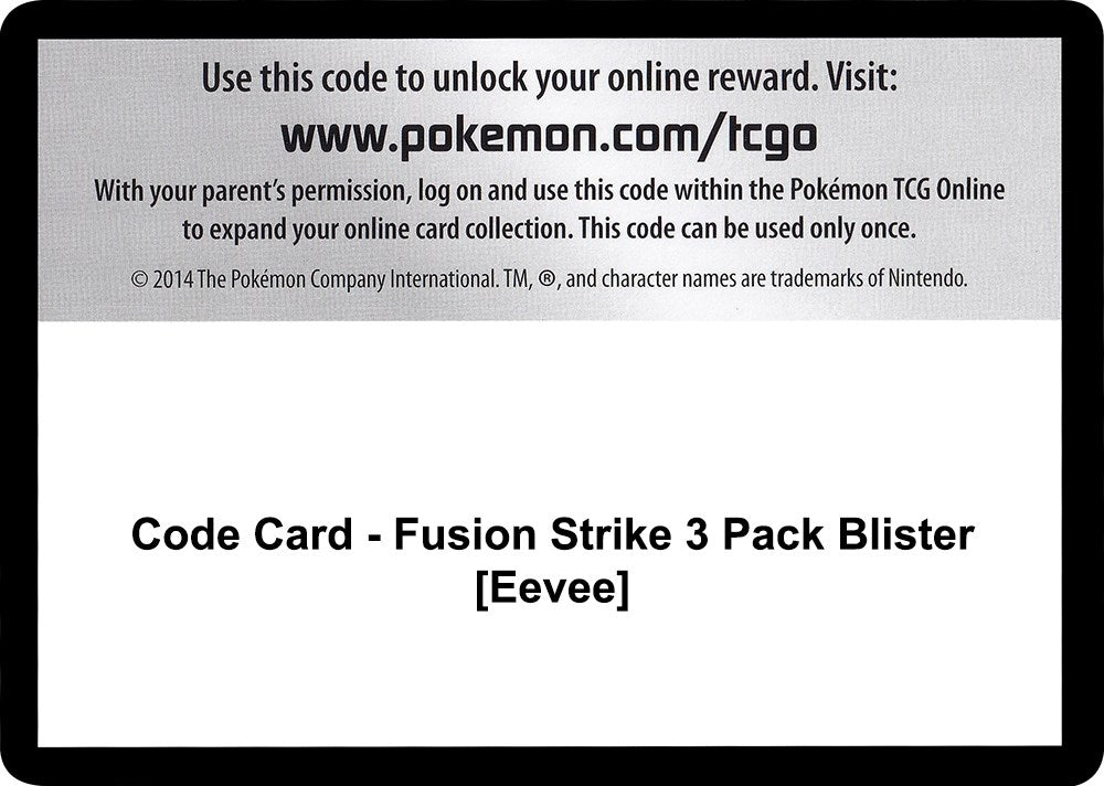 Image for Code Card - Fusion Strike 3 Pack Blister [Eevee] - Pokemon