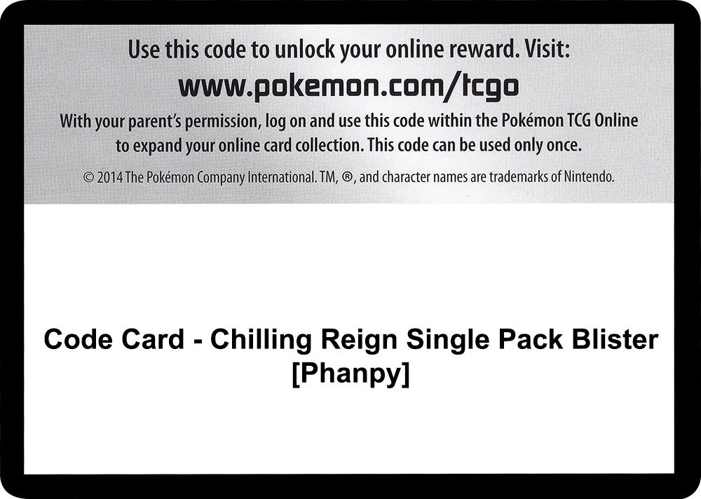 Image for Code Card - Chilling Reign Single Pack Blister [Phanpy] - Pokemon