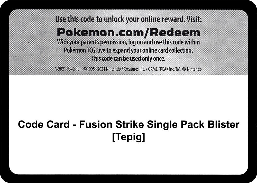 Image for Code Card - Fusion Strike Single Pack Blister [Tepig] - Pokemon