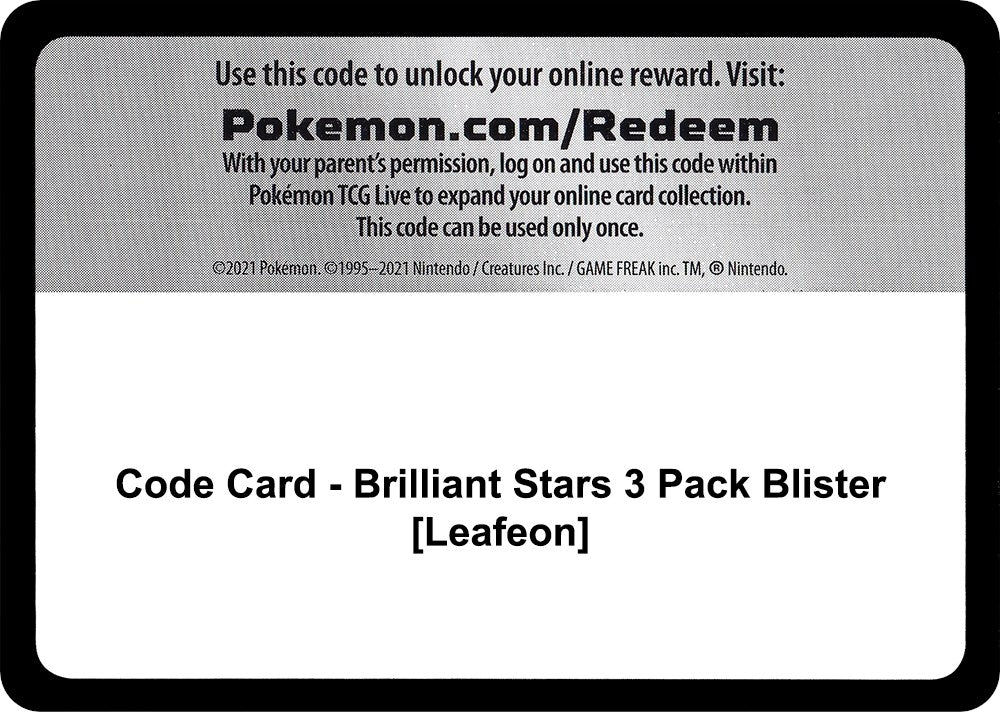 Image for Code Card - Brilliant Stars 3 Pack Blister [Leafeon] - Pokemon