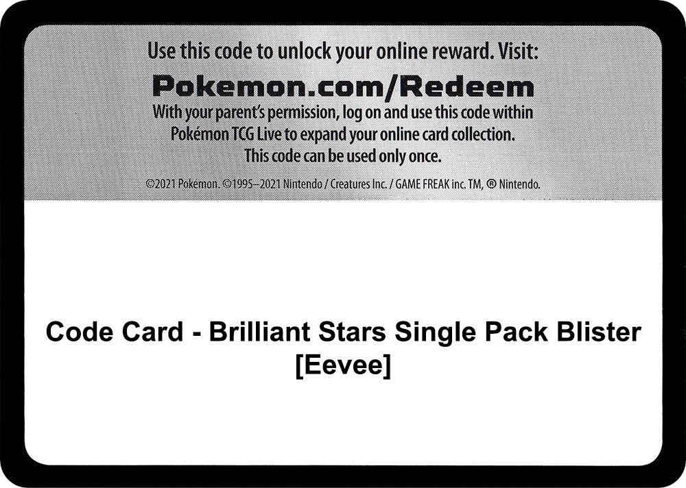 Image for Code Card - Brilliant Stars Single Pack Blister [Eevee] - Pokemon