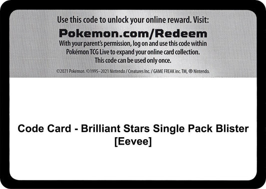Image for Code Card - Brilliant Stars Single Pack Blister [Eevee] - Pokemon
