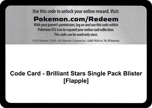 Image for Code Card - Brilliant Stars Single Pack Blister [Flapple] - Pokemon
