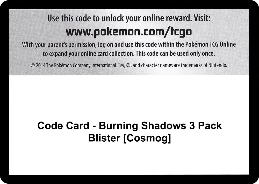 Image for Code Card - Burning Shadows 3 Pack Blister [Cosmog] - Pokemon